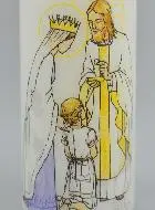 Eerste Communie Kaars Jezus en Maria - Blond Meisje