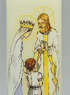 Kaars Eerste Communie Ontvang de Eucharistie - Jezus en Maria - Meisje met Bruin Haar