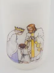 Kaars Eerste Communie Ontvang de Eucharistie - Jezus en Maria - Meisje met Bruin Haar