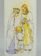 Kaars Eerste Communie Ontvang de Eucharistie - Jezus en Maria - Blonde Jongen