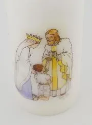 Eerste Communie Kaars Jezus en Maria - Jongen Bruin Haar