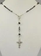 Rozenkrans Sieraad Rhodium Zilver en Zwart Kristal