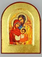 Afgeronde Byzantijnse Icoon - Heilige Familie 13cm