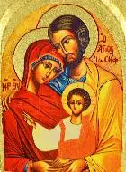 Afgeronde Byzantijnse Icoon - Heilige Familie 13cm