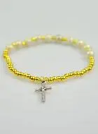 Religieuze Armband Tientje van Strass Kralen & Kruis van Jezus