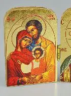 Religieuze Icoon Tweeluik Heilige Familie & Jezus Pantocrator - 7cm