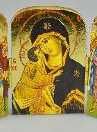 Religieuze Icoon Drieluik Onze-Lieve-Vrouw van Vladimir & Aartsengelen - 7cm