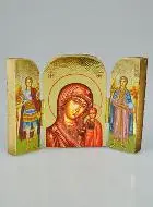 Religieuze Icoon Drieluik Onze-Lieve-Vrouw van Kazan & Heilige Aartsengelen - 7cm