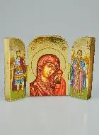 Religieuze Icoon Drieluik Onze-Lieve-Vrouw van Kazan & Heilige Aartsengelen - 7cm