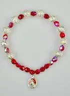 Religieuze Tientje Armband Strass & Rode Kristallen Kralen