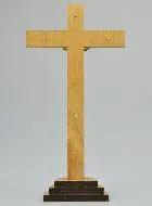 Kruisbeeld Hout met Zilverkleurige Corpus - 18cm