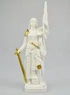 Albast Beeld Jeanne d'Arc met Gouden Randen - 22cm