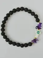 Armband met Kruis van Groene Lavasteen en Amethist