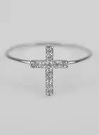 Ring Kruis en Zirkonia - Rhodium Zilver - Maat 54