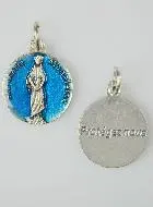 Medaille Heilige Maria Magdalena Zilverkleurig en Blauw Emaille - 18 mm
