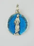 Medaille Heilige Maria Magdalena Zilverkleurig en Blauw Emaille - 18 mm