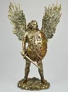 Beeld van Sint Michaël de Aartsengel met Schild - Brons - 36 cm