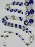 Kralen Rozenkrans met Chroom Effect & Wonderdadige Medaille - Donker Blauw