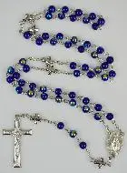 Kralen Rozenkrans met Chroom Effect & Wonderdadige Medaille - Donker Blauw