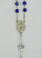Kralen Rozenkrans met Chroom Effect & Wonderdadige Medaille - Donker Blauw