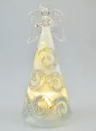 Glazen Kerstengel met verlichting 15cm - Arabesken