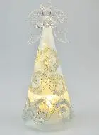 Glazen Kerstengel met verlichting 15cm - Arabesken
