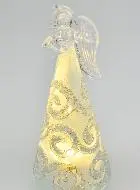 Glazen Kerstengel met verlichting 15cm - Arabesken