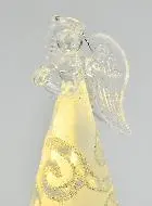 Glazen Kerstengel met verlichting 15cm - Arabesken