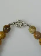 Religieuze Armband Agaat Stenen - Medaille St Benedictus en Heilige Familie
