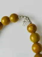 Religieuze Armband Hout Jaspis Edelsteen - St Benedictus en Kruis