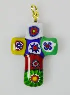 Kruis Hanger van Murano Glas Multicolor