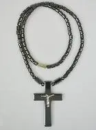 Religieus Collier met Hematiet Kruis - 45cm