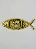 Autosticker Christelijke Ichthus Vis Goudkleurig - 14 cm
