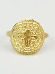 Ring Kruis van Jezus - 18 Karaat Verguld - Maat 60