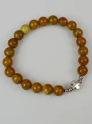Religieuze Armband Jaspis Steen en Kruis - 8mm