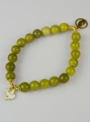 Religieuze Armband met Groene Jade Edelsteen - Hl. Geest en Maagd Maria