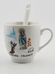 Souvenir uit Lourdes - Set Twee Koffiekopjes