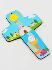 Communie Geschenk - Houten Kruis Kelk en Kerk