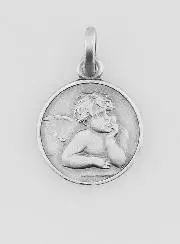 Zilveren Doop Medaille 12mm - Bescherm Engel