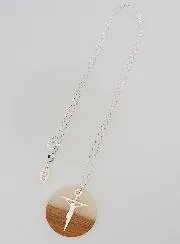 Religieus Collier Zilver - Hanger Hout Hars en Kruis met Jezus
