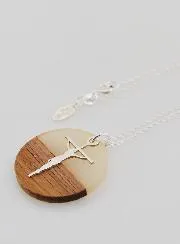 Religieus Collier Zilver - Hanger Hout Hars en Kruis met Jezus