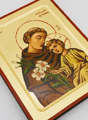 Byzantijns Religieus Icoon van Heilige Antonius - 24cm