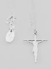 Religieuze Ketting met Silhouet Kruis Hanger - 925 Sterling Zilver