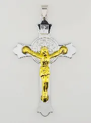 Kruis Hanger Heilige Benedictus Goud en Zilver 7cm
