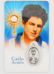 Gebedskaart en Communie Medaille - Carlo Acutis