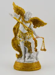 Religieus Beeld van de Aartsengel Michaël met Weegschaal - 14 cm