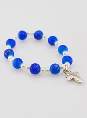 Religieuze Armband Kind met Kruis - Donker Blauw