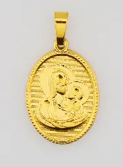 Medaille Maria en Kind van Goudkleurig Roestvrij Staal - 21 mm