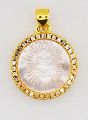 Goudkleurige Medaille met Parelmoer Ex-Voto 22mm