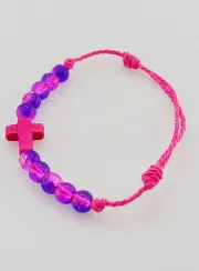 Verstelbare Religieuze Armband met Kruis - Roze